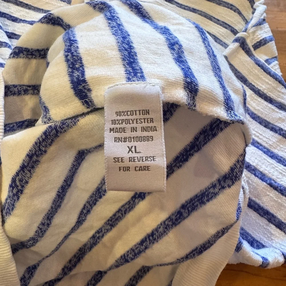 Keren Hart Striped Hooded Lace Up Top Blue White Size XL - Picture 6 of 9